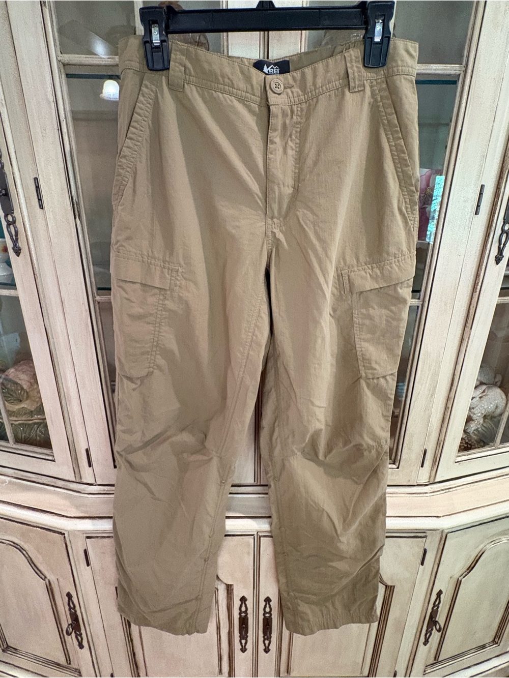 REI Men's Cargo Pants in Khaki with Extra Pockets and Rollup Snaps